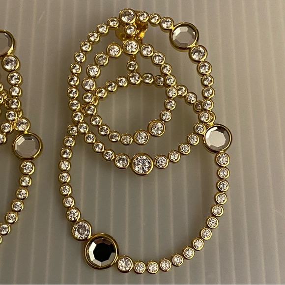 Isharya 18k Good Plated Hoop Crystal Convertible Post Back Earrings Signed - Picture 4 of 8
